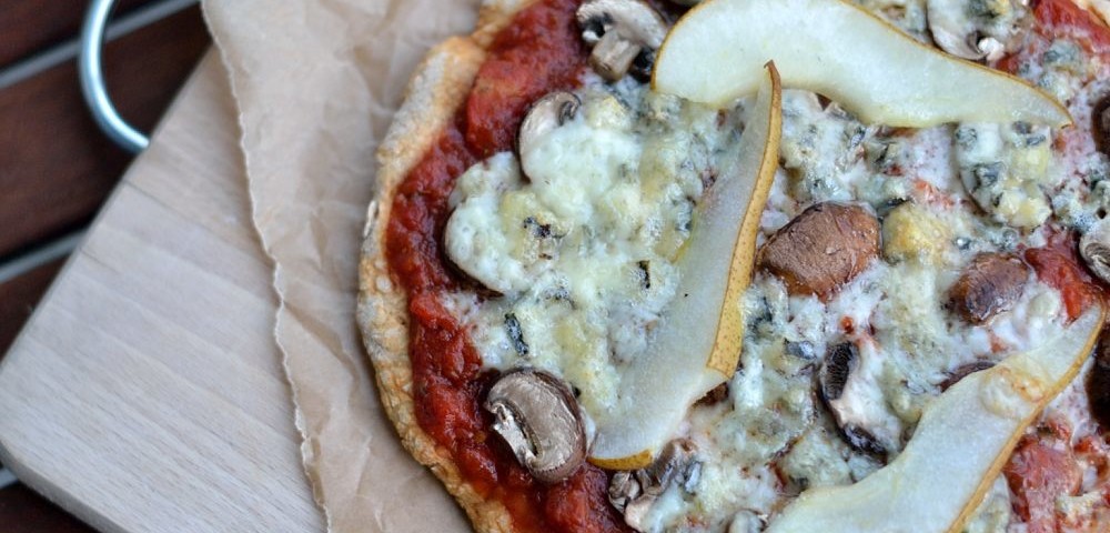 Pizza Gorgonzola Birne Pilze
