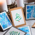 Einfache Weihnachtskarten für Aquarell-Anfänger - Tannenbäume und Eiskristalle
